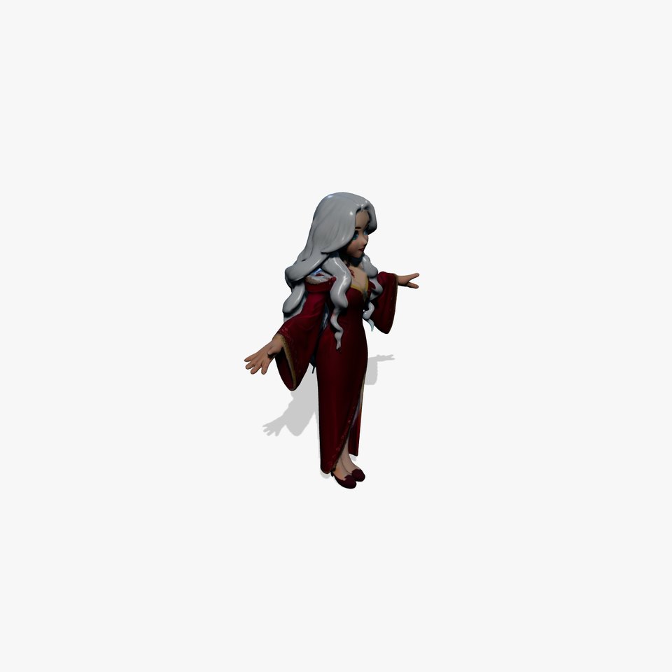 Elegant Sorceress Character Model Rigged and Animated